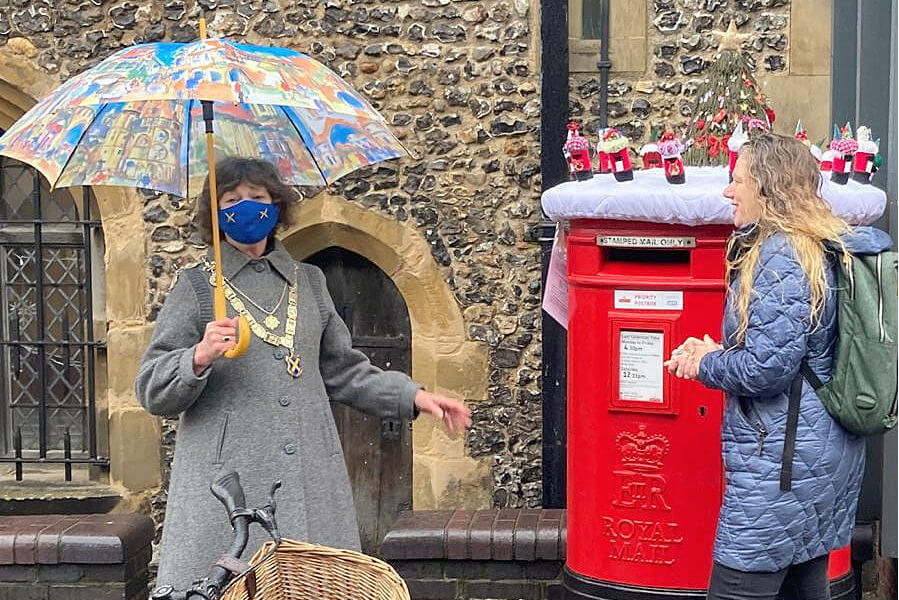 Atlas Translations Launch St Albans Postboxes 2020 with director Clare Suttie and Mayor of St Albans Janet Smith