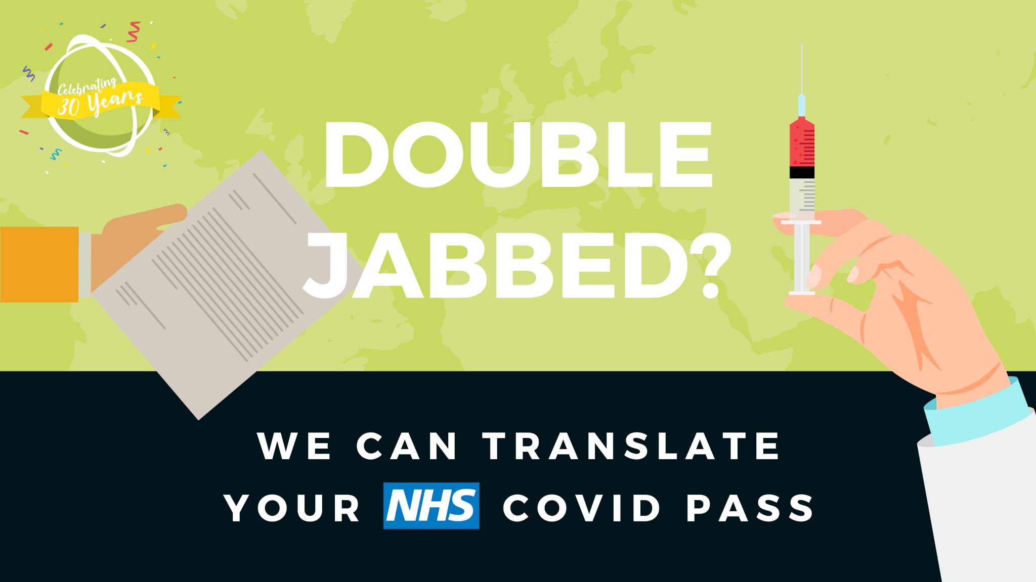Double Jabbed We Can Translate your NHS covid pass - Atlas Translations - Translation Agency - Certified Translation
